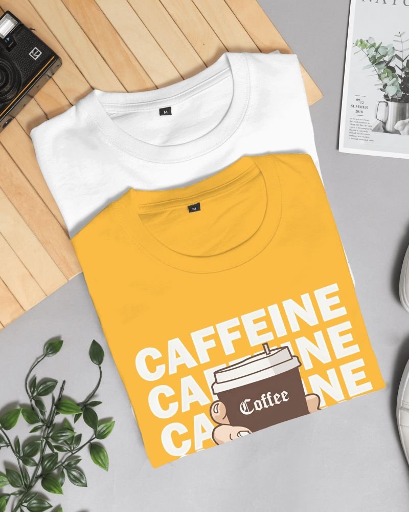 Caffeine crop top flat lay golden yellow