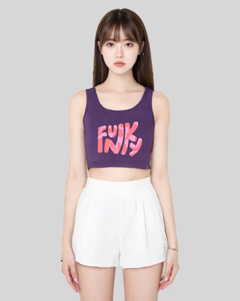Funky crop tank top full purple