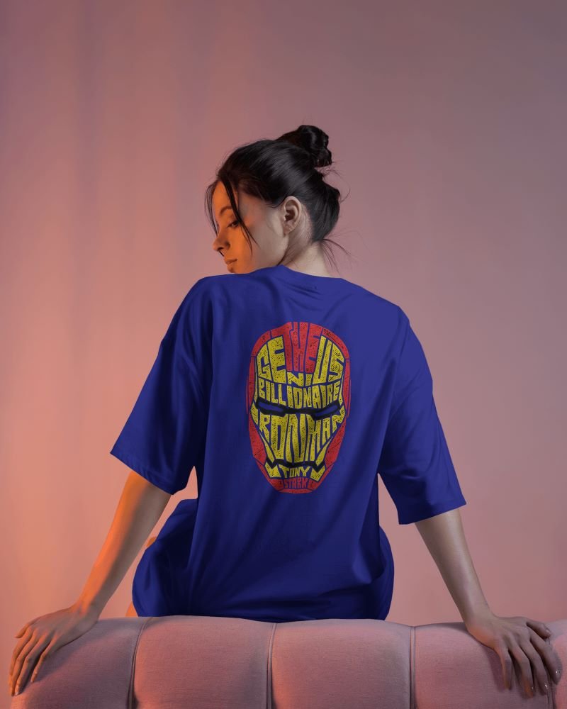 Iron Man women back model royal blue