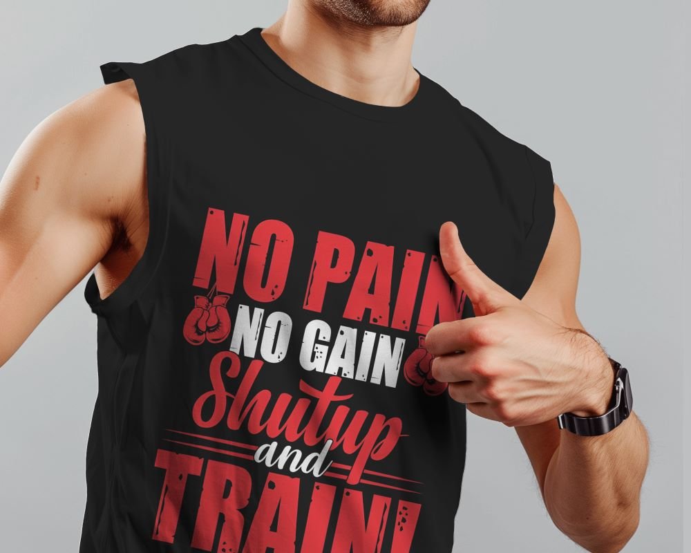 No Pain Stut Up Train sleeveless 3d black