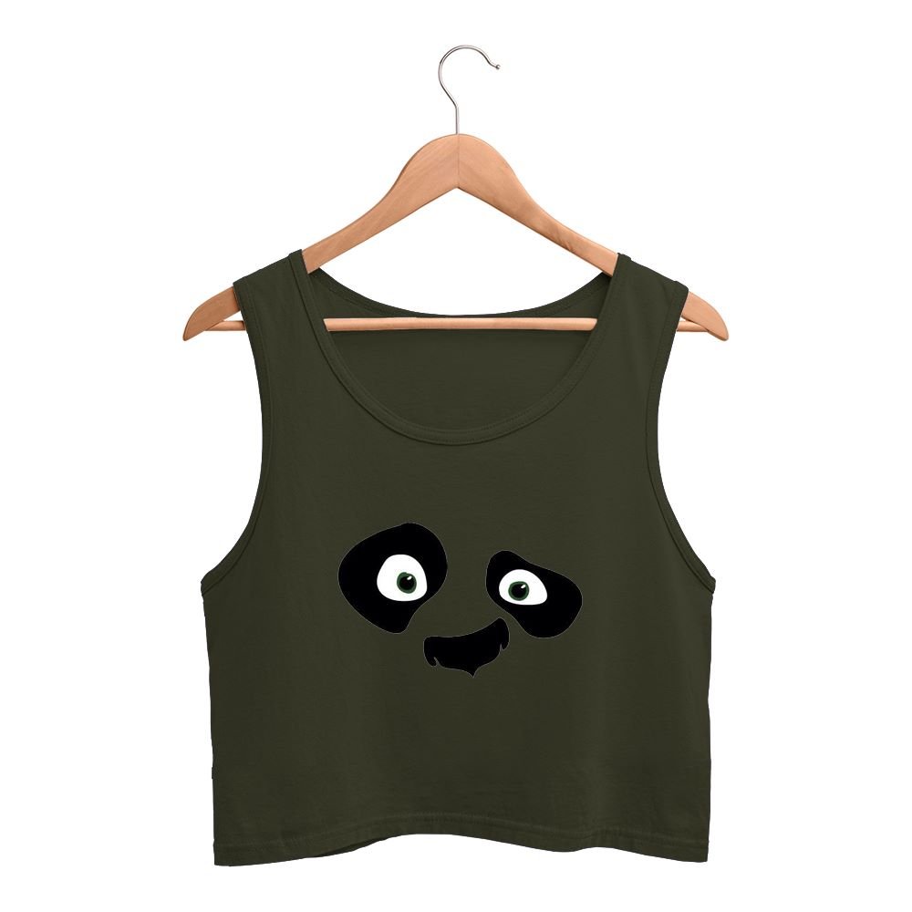 Panda crop tank top hanger olive green