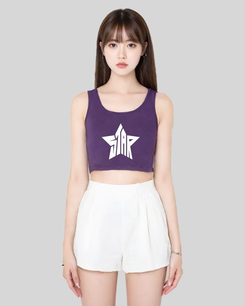 Star crop tank top full purple