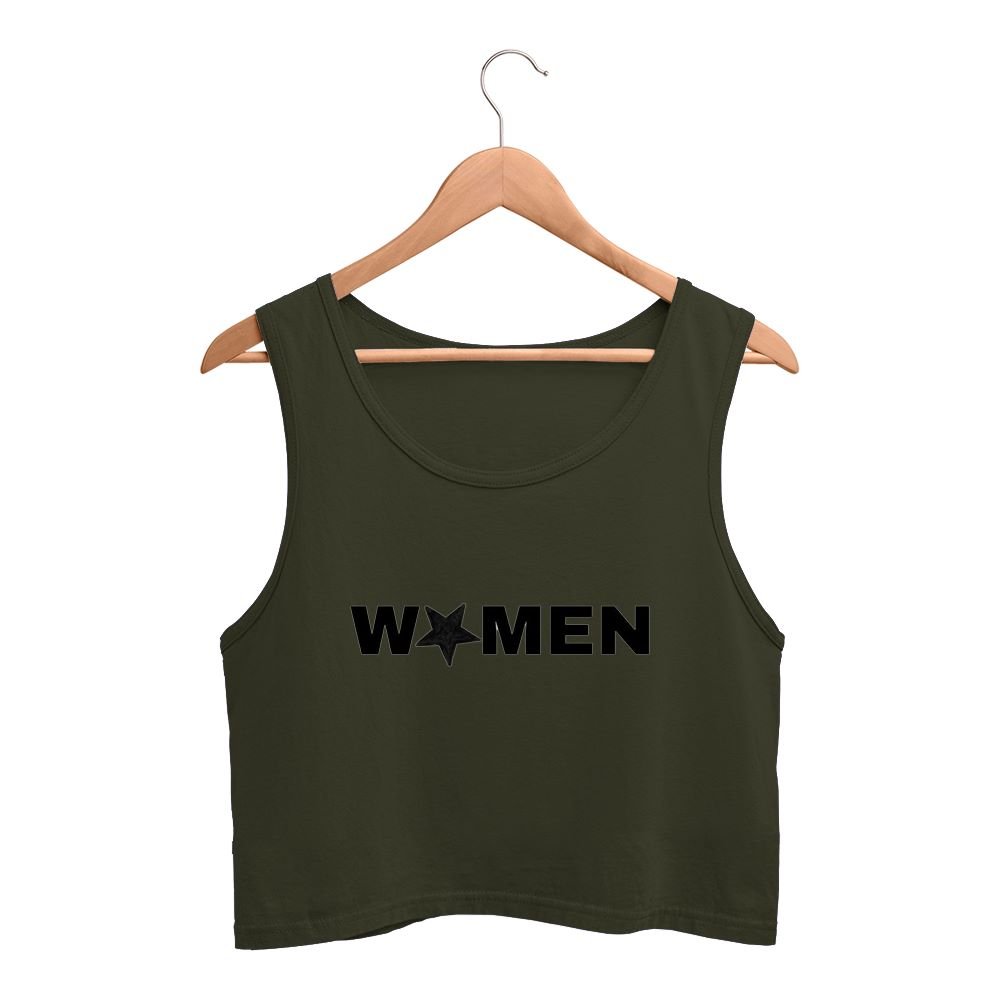 Women crop tank top hanger olive green