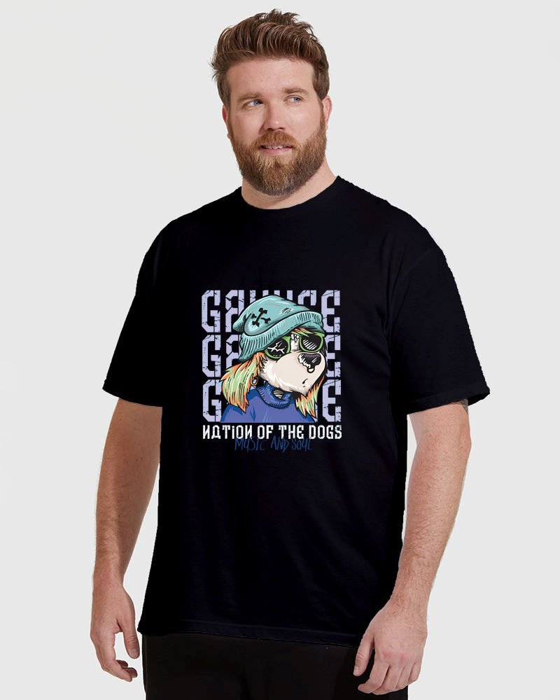 DOG MUSIC AND SOUL classic crew Plus Size Men Half Pose black