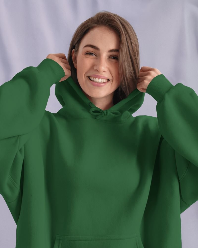 Hoodie Pulling Women Model bottlegreen