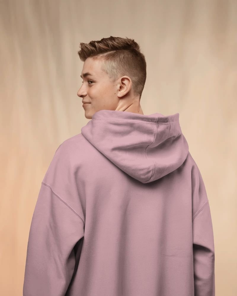 Men Hoodie model back babypink