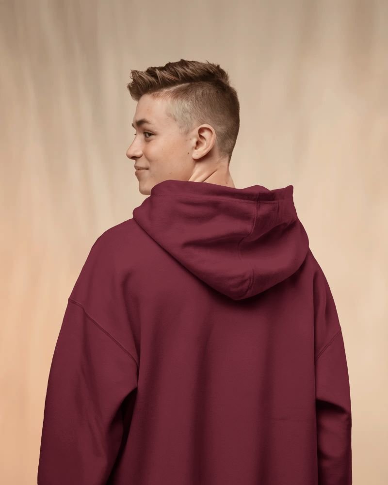 Men Hoodie model back maroon