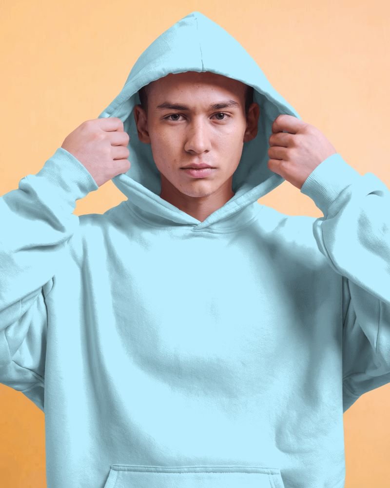 Men Hoodie pull babyblue