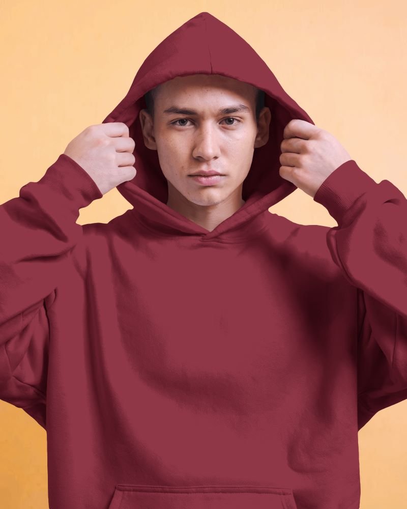 Men Hoodie pull maroon