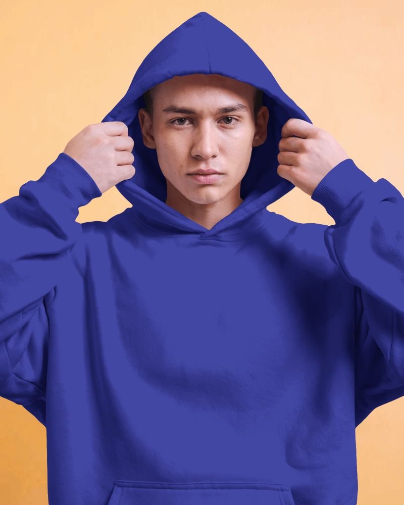 Men Hoodie pull royal blue