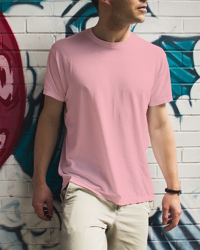 Men Model Front Closeup Baby pink
