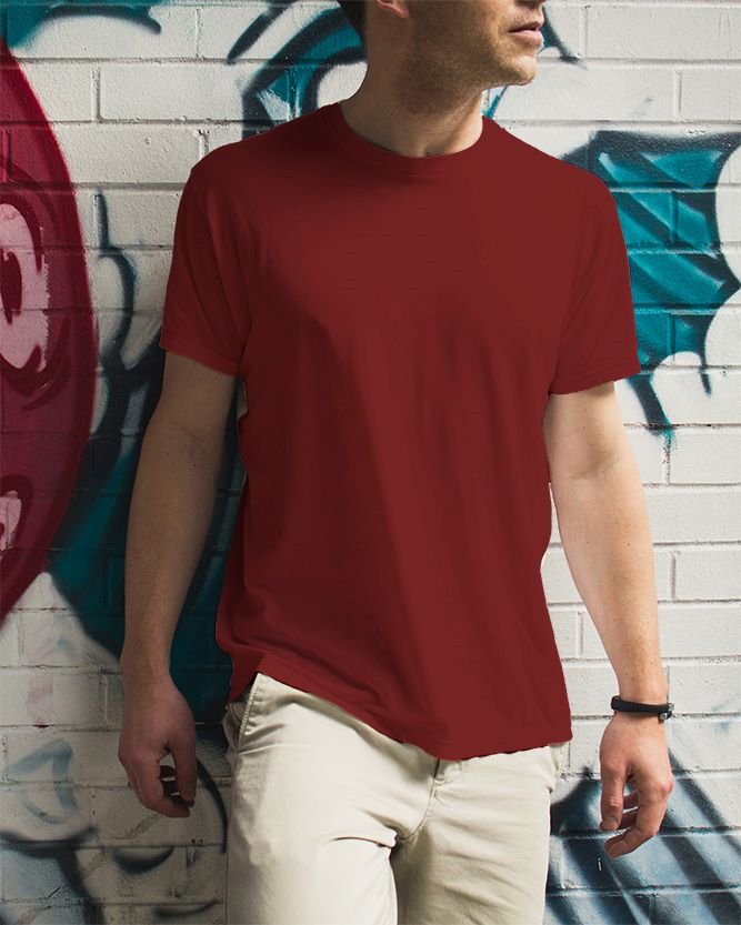 Men Model Front Closeup Brick Red