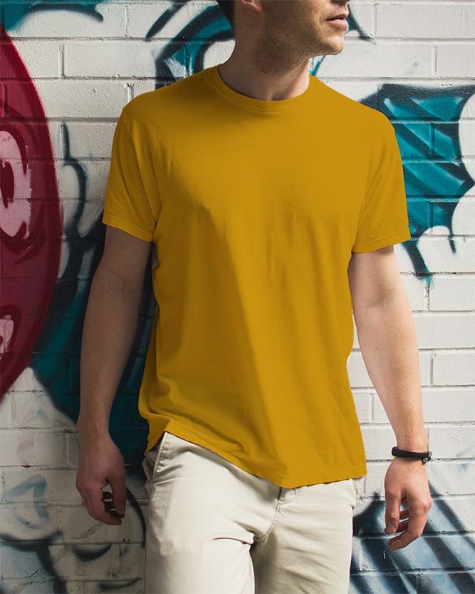 Men Model Front Closeup Mustard Yellow