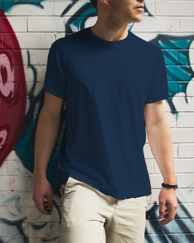 Men Model Front Closeup Navy Blue