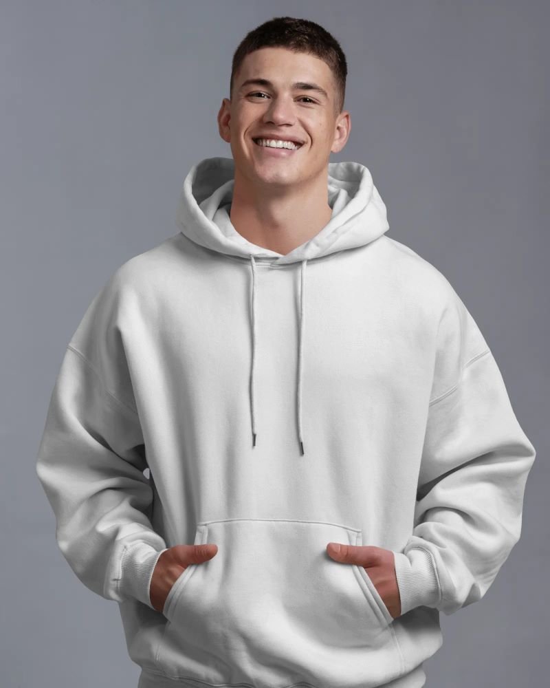 Men Oversized Hoodie front white