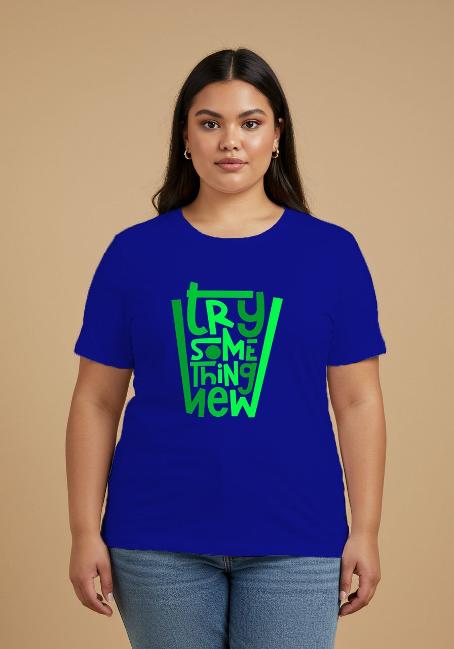 TRY SOMETHING NEW Classic Crew Women Main Plus Size royal blue