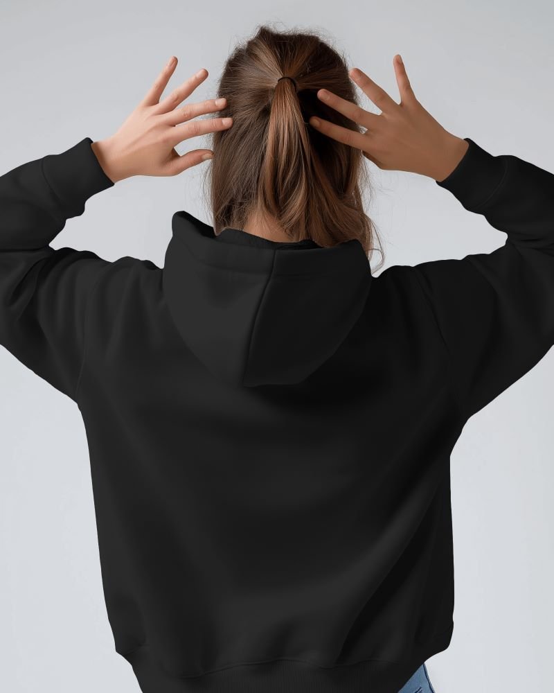 Women Hoodie Back closeup Black