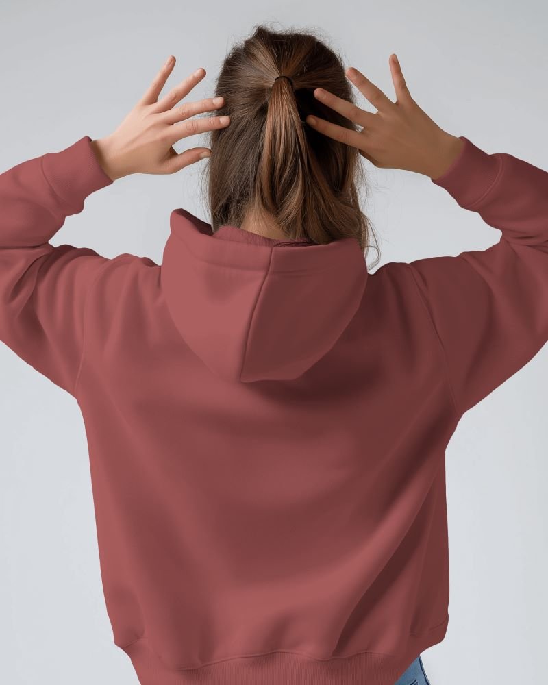 Women Hoodie Back closeup coral