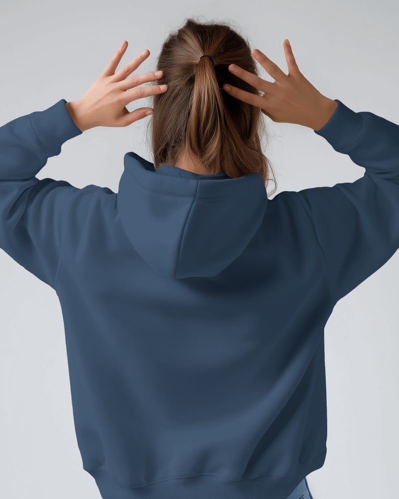 Women Hoodie Back closeup navyblue