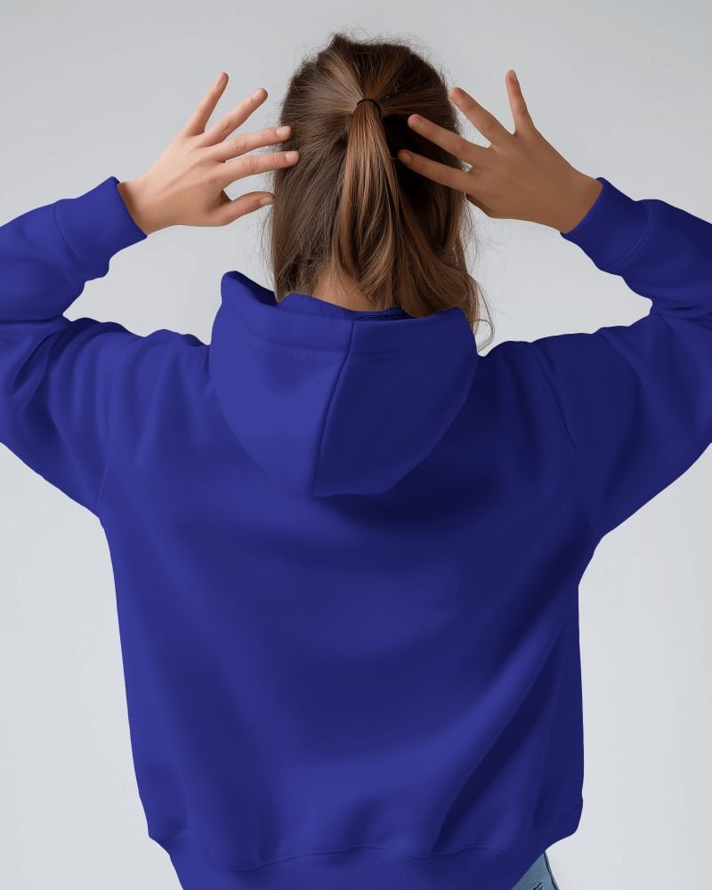 Women Hoodie Back closeup royal blue