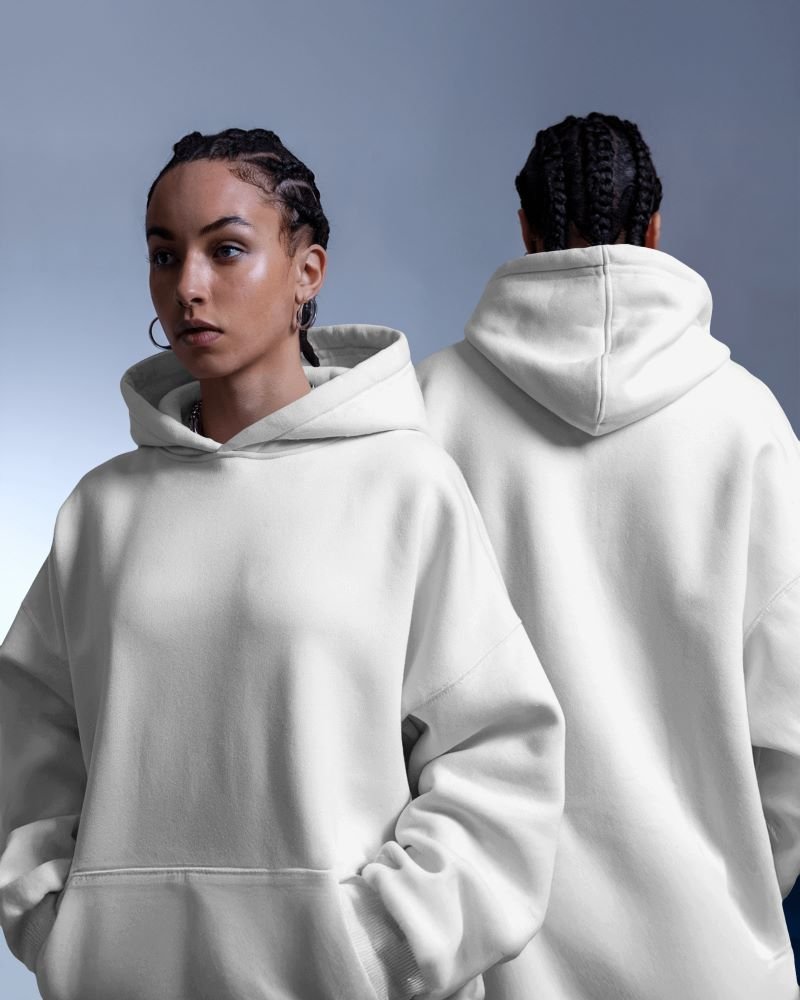 Women Oversized Hoodie dual white