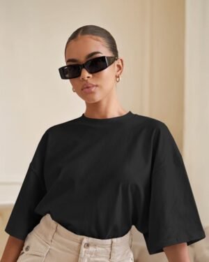 Solid Women Terry Oversized T-Shirt