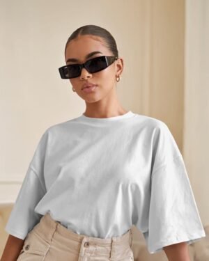 Solid Women Terry Oversized T-Shirt