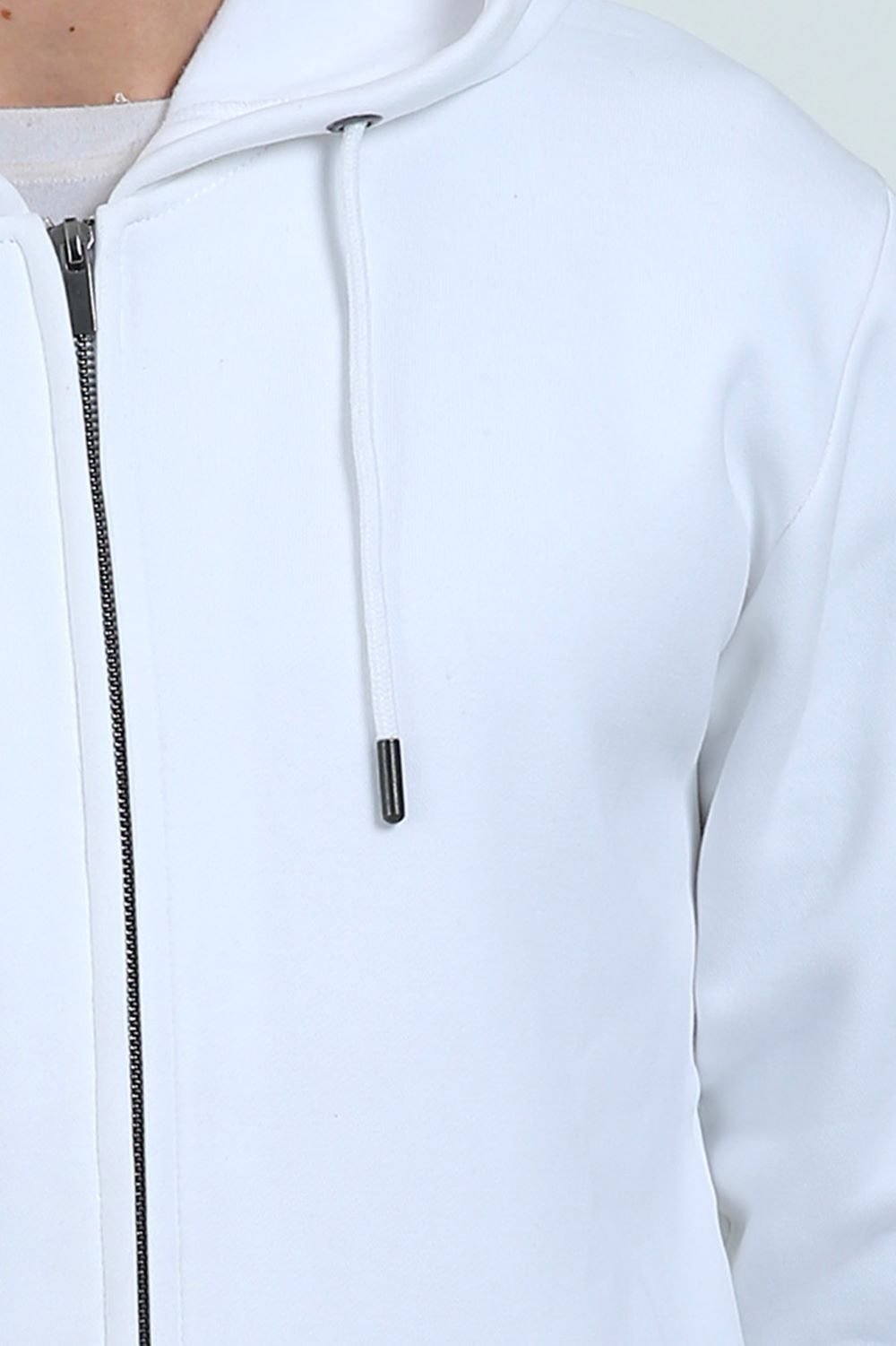 Zip Hoodie White Close up